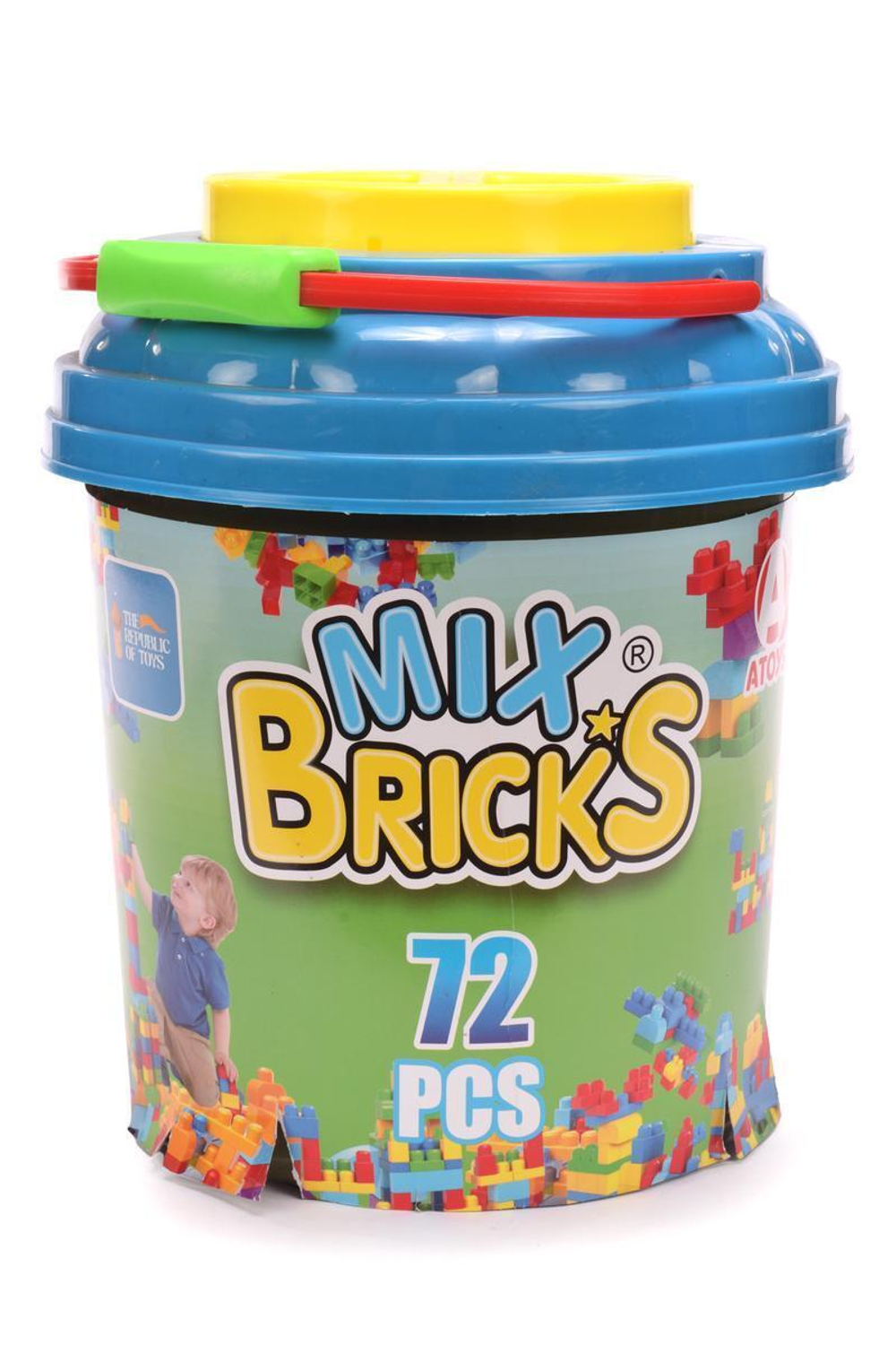 Пластмассовый игрушечный набор "Конструктор ведро 72 детали"