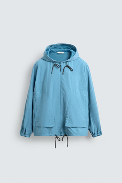 ZARA ЛЕГКАЯ КУРТКА ИЗ ВЫСОКОТЕХНОЛОГИЧНОЙ ТКАНИ, ГОЛУБОЙ