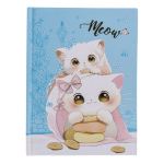 Блокнот "Кошечки" в коробке с вырубкой на замке, 16*12,5см, 45л, 3 цвета микс