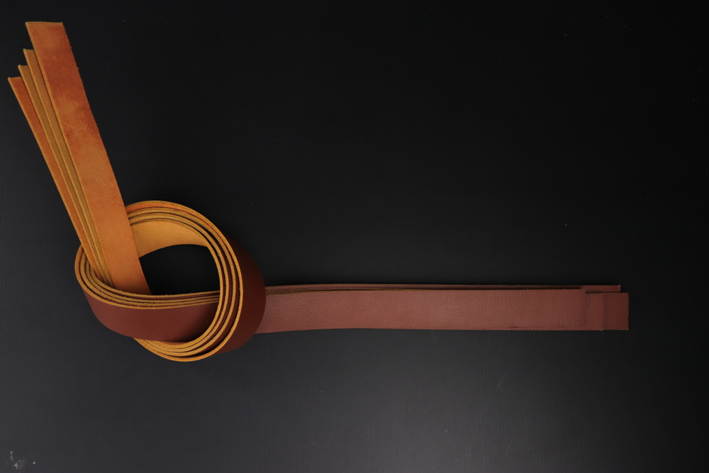 (2 сорт) Ременная заготовка янтарь с лицевой отделкой + плита терра