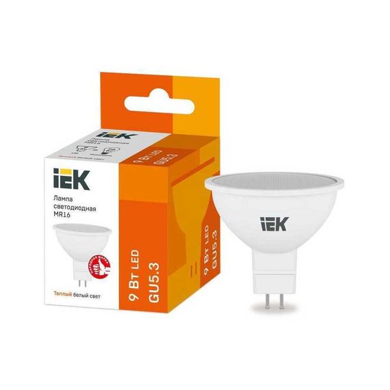 Лампа светодиодная IEK GU5.3 9W 3000K матовая LLE-MR16-9-230-30-GU5