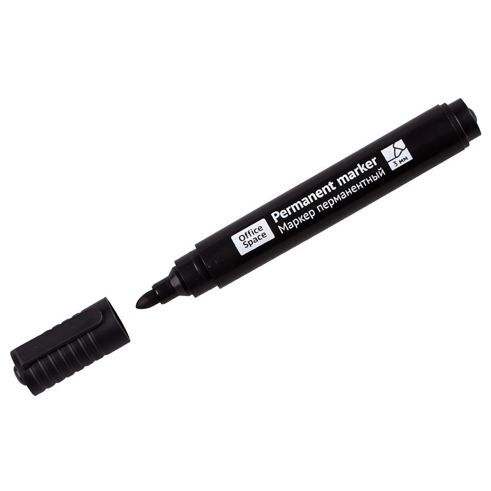 Маркер перманентный 3мм. черный, пулевидный "8004А" (Спейс)
