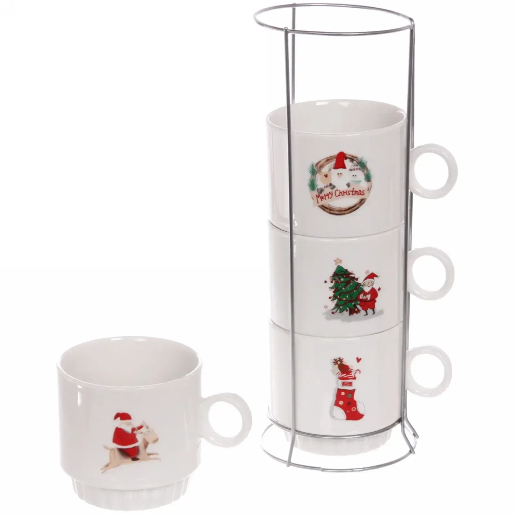 Набор кружек на стойке 280мл «Новогодний микс»