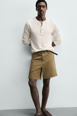 ZARA ШОРТЫ ЧИНОС REGULAR FIT, ОХРА