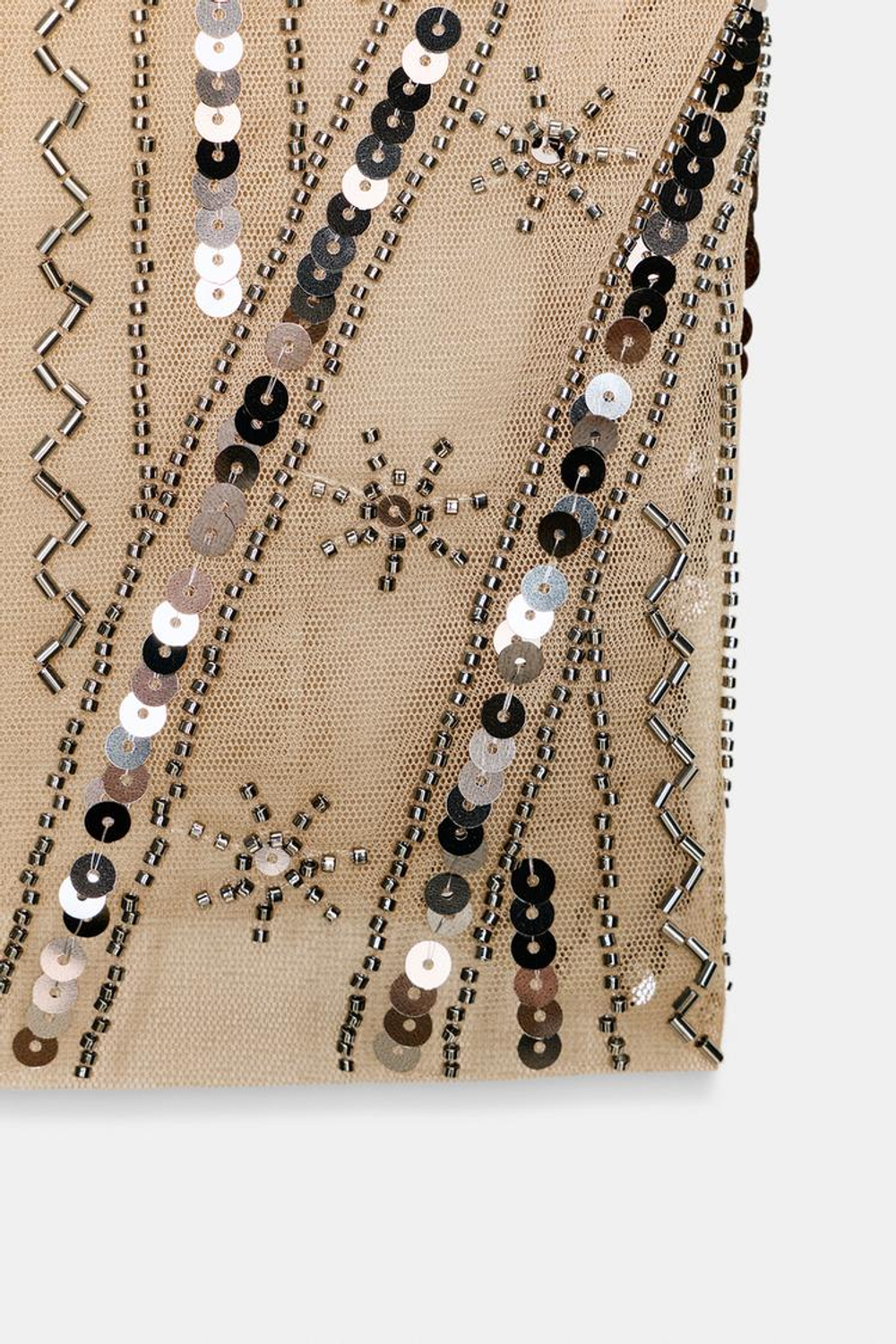 ZARA ТОП С БУСИНАМИ И ПАЙЕТКАМИ, ЗОЛОТИСТЫЙ