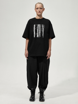 Футболка с принтом "Кот пришел назад". Черная