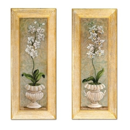 Орхидея в кашпо в деревянной раме 48х108 см [Арт. S000LN3]