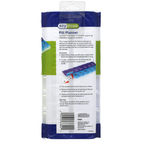 Ezy Dose, планатор таблеток на 2 недели, с замком, 2XL, 1 шт.