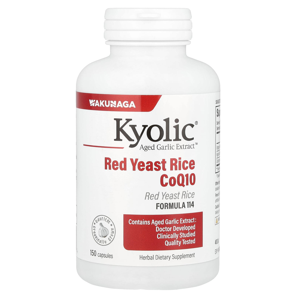 Kyolic, Aged Garlic Extract ™, красный дрожжевой рис с коэнзимом Q10, формула 114, 150 капсул