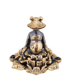 Народные промыслы AM-3912 Подсвечник «Лягушка с лотосом» (латунь, янтарь)