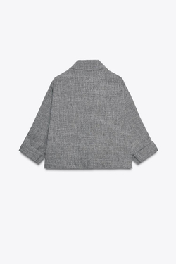 ZARA ПЕСТРАЯ КУРТКА САФАРИ, СЕРЫЙ МЕЛАНЖ