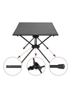 Стол туристический Naturehike FT11 алюминиевый, быстросборный, 75х55х44/34 см, складной, черный