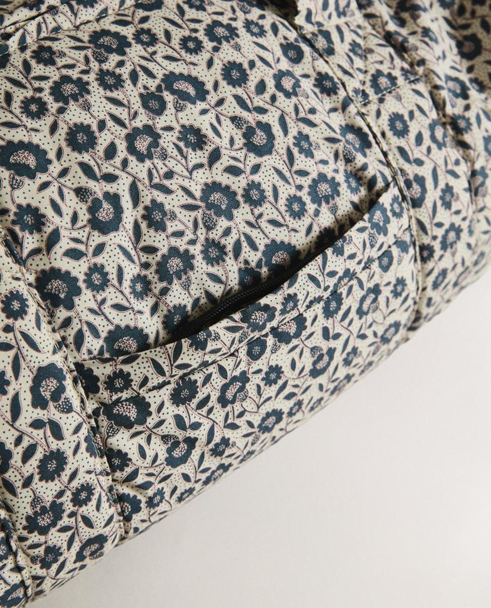 ZARA HOME ХЛОПКОВАЯ СУМКА ДЛЯ БЕРЕМЕННЫХ С ЦВЕТОЧНЫМ ПРИНТОМ, СИНИЙ