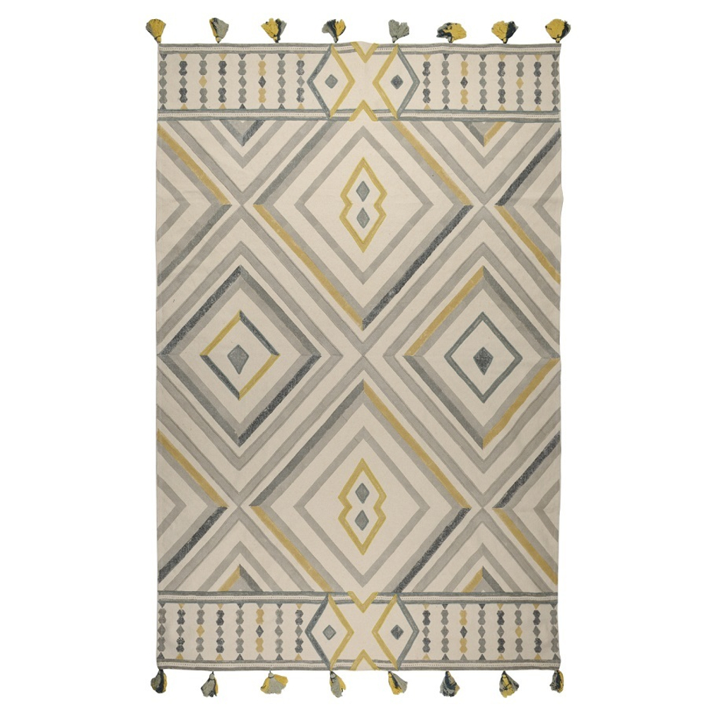 Ковер из хлопка с контрастным узором и кисточками из коллекции ethnic, 200х300 см