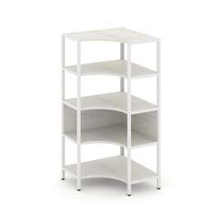 Shelf System Односекционный угловой стеллаж четырехярусный SN.STMU-411 Дуб Наварра/Металл Белый 810*