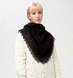 Оренбургский пуховый платок с шелком АШ100-07 черный