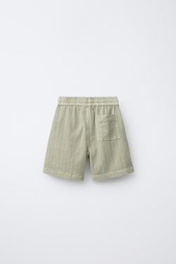 ZARA ШОРТЫ ИЗ РЕЛЬЕФНОЙ ТКАНИ, СВЕТЛО-ЗЕЛЕНЫЙ