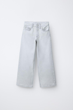 ZARA ДЖИНСЫ WIDE LEG, СЕРЫЙ МЕЛАНЖ