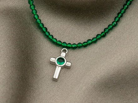 Подвеска Крестик-mini 12,5мм, с кристаллом, в ассортименте