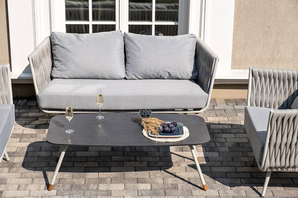 "Верона" журнальный стол из HPL 120х65, H40, каркас светло-серый (RA L7035) муар, цвет столешницы "серый гранит"