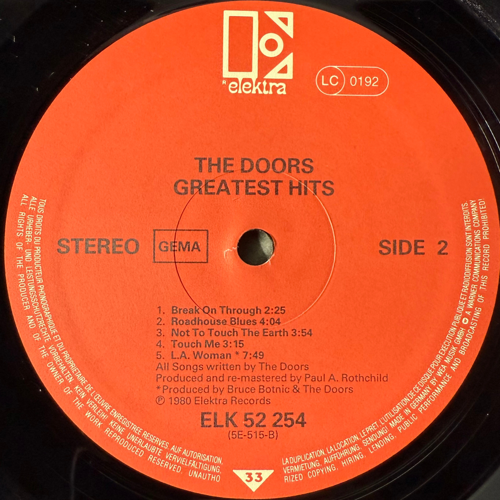 The Doors - Greatest Hits (Германия 1982г.)