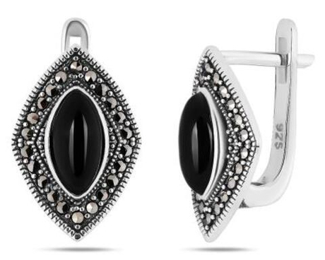 Серьги из серебра с ониксом