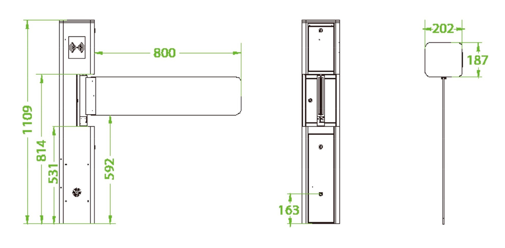 ZKTeco SBT2000S (White) турникет-калитка с распашной створкой
