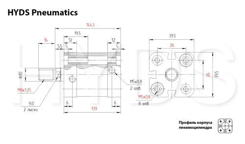 ADN-25-100-A-P-A Пневмоцилиндр