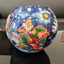 Вазочка с ручной росписью Палех "Морозко"