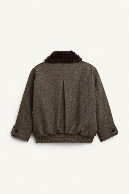 ZARA КУРТКА-БОМБЕР ИЗ СМЕСОВОЙ ШЕРСТИ, ЧЕРНЫЙ