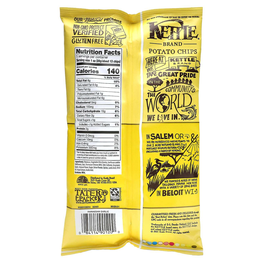 Kettle Foods, картофельные чипсы, со вкусом пармезана и чеснока, 141 г (5 унций)