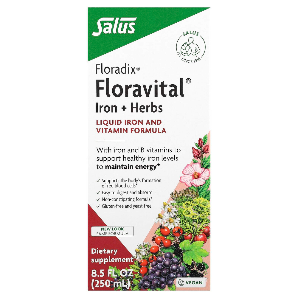 Floradix, Floravital® Iron + Herbs, 250 мл (8,5 жидк. Унции)
