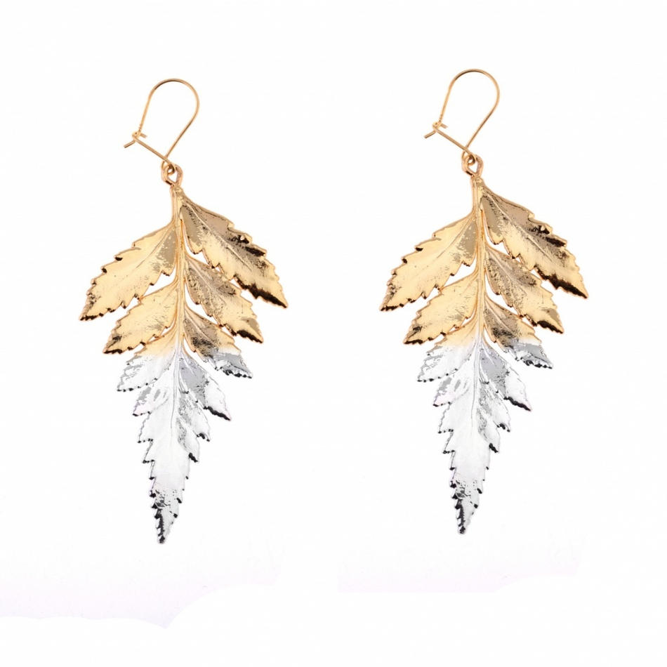 Серьги листья Ester Bijoux Папоротник SK104C- G/S BR