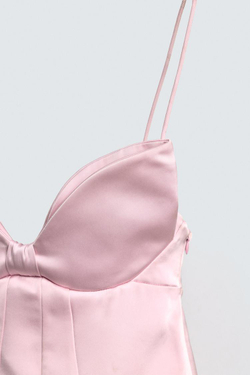 ZARA HARRY LAMBERT X DISNEY МИНИ-ПЛАТЬЕ С БАНТОМ, РОЗОВЫЙ/ЛИЛОВЫЙ