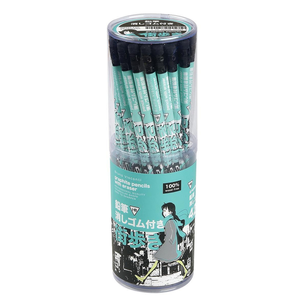 Карандаш ч/г с ластиком HB, пластиковый корпус "Manga Anime. City" (BrunoVisconti)