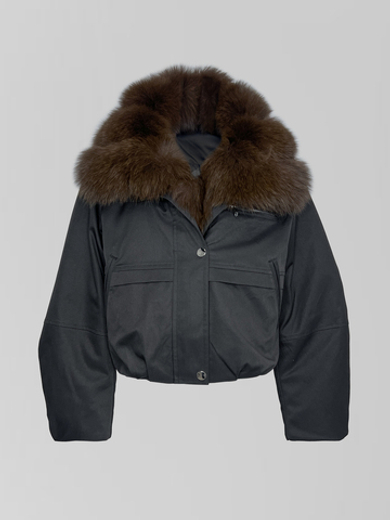 Куртка-парка 2532 укороченная со съемным воротником из меха