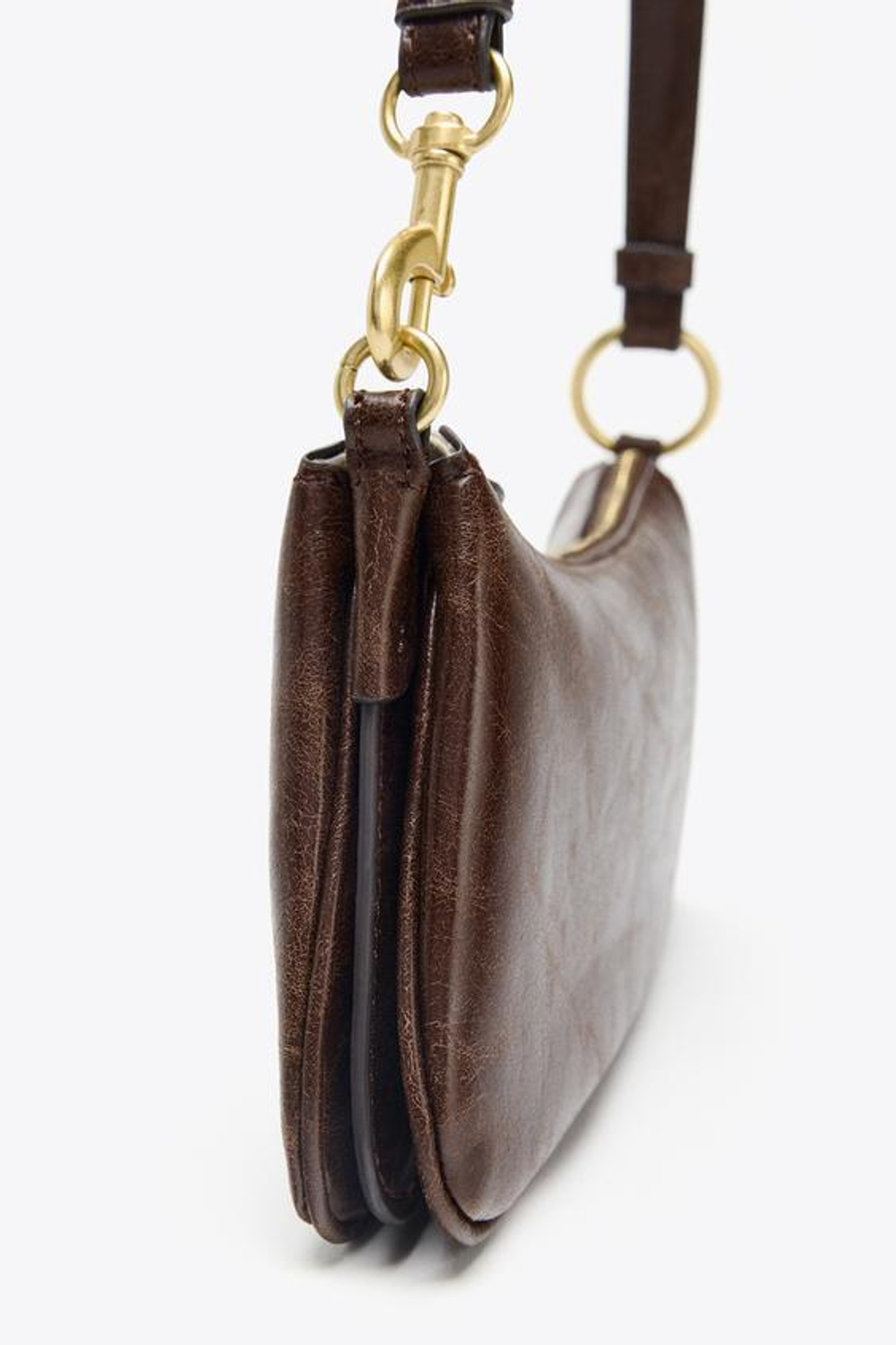 ZARA УДЛИНЕННАЯ СУМКА ЧЕРЕЗ ПЛЕЧО, ШОКОЛАДНЫЙ