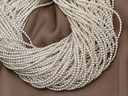 Нить гематитовых бусин 2,4мм, цвет светлое серебро