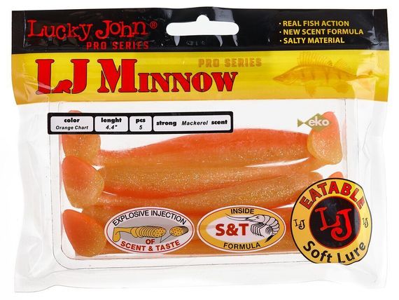 Виброхвосты съедобные LJ Pro Series MINNOW 4.4in (11,1 см), цв. T26, 5 шт.