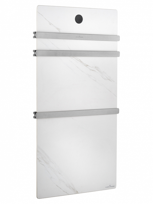 Полотенцесушитель электрический с каменной плитой Белый мрамор WONZON & WOGHAND STUTTGART, Брашированный никель (WW-A503-BR)