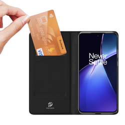 Чехол книжка из PU кожи черного цвета от Dux Ducis для смартфона OnePlus Nord CE4 и OPPO K12, K12 Plus, серия Skin Pro Series Case