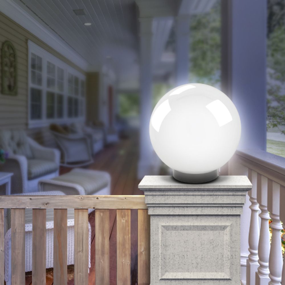 Садово-парковый светильник ЭРА НТУ 02-60-251 шар опаловый призма на опору / кронштейн IP44 Е27 max60Вт d250mm | Садово-парковые светильники