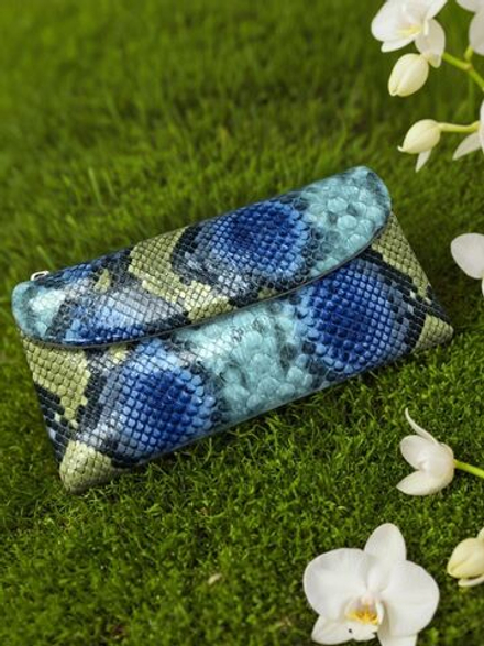 Кошелек компактный женский бирюзовый под рептилию