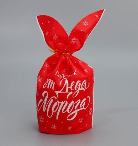 Мешок подарочный с ушками «Подарок от Деда Мороза», 13,5 × 23 см 9679290