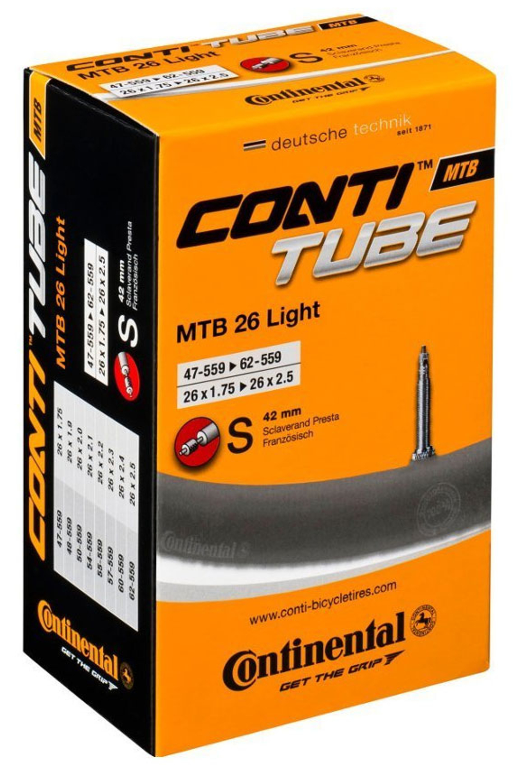 Камера 26"x1.75-2.40 спорт 42мм 02-0181681 47-60/559 S42 MTB 26 Light CONTINENTAL