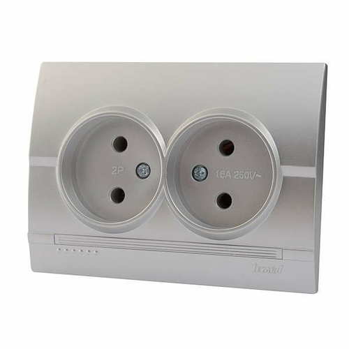 DERIY 702 2828 127В Розетка 2-ая с/з., бакалит металлик серый