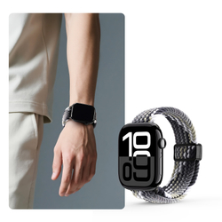 Эластичный ремешок черно-белого цвета (Smoke Gradient) для смарт часов Apple Watch размером 42, 44, 45, 46, 49MM, серия Mixture Ultra Series от Dux Ducis