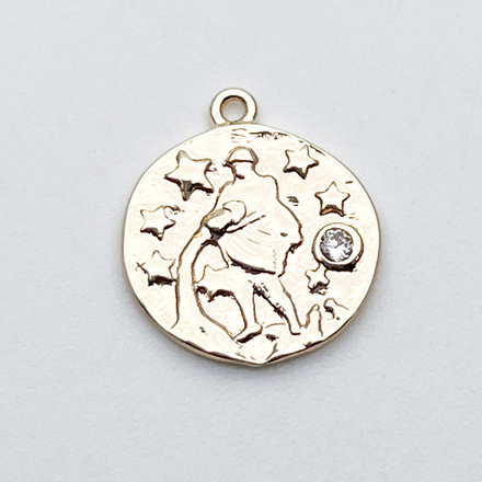 Подвеска Знак Зодиака Водолей, цвет золото, фианит, размер 16*14 мм, цена за 1 шт