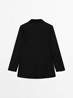 Massimo Dutti Двубортный пиджак из смесового льна, черный
