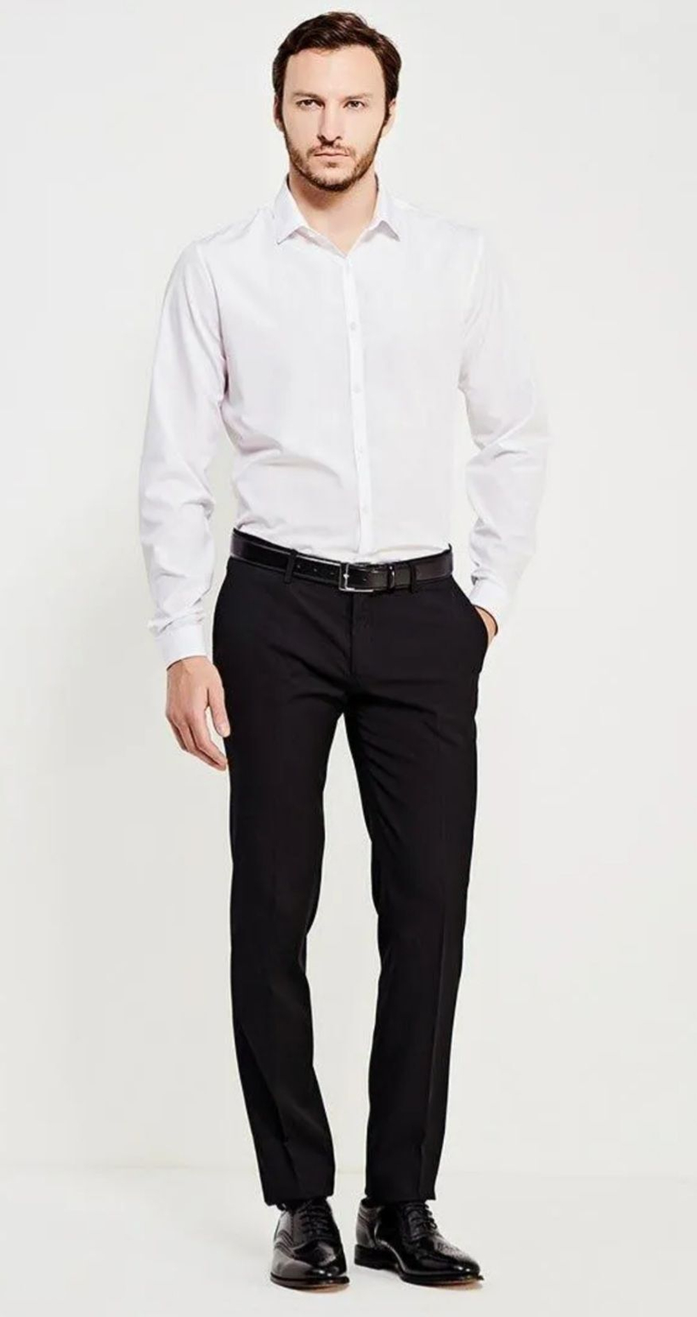 Брюки мужские классические со стрелками чёрные костюмные в рубчик 64
